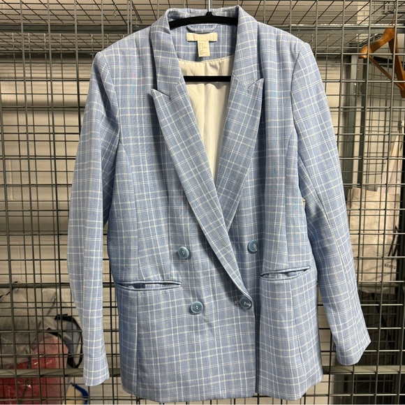 H&M blue checked blazer 🦋 - Picture 3 of 4